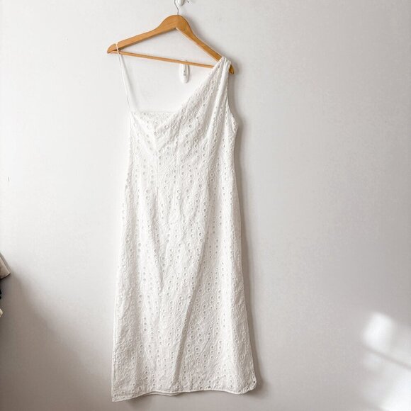 Zara Embroidered Asymmetric Midi Dress NWT White Size Large - Picture 7 of 9